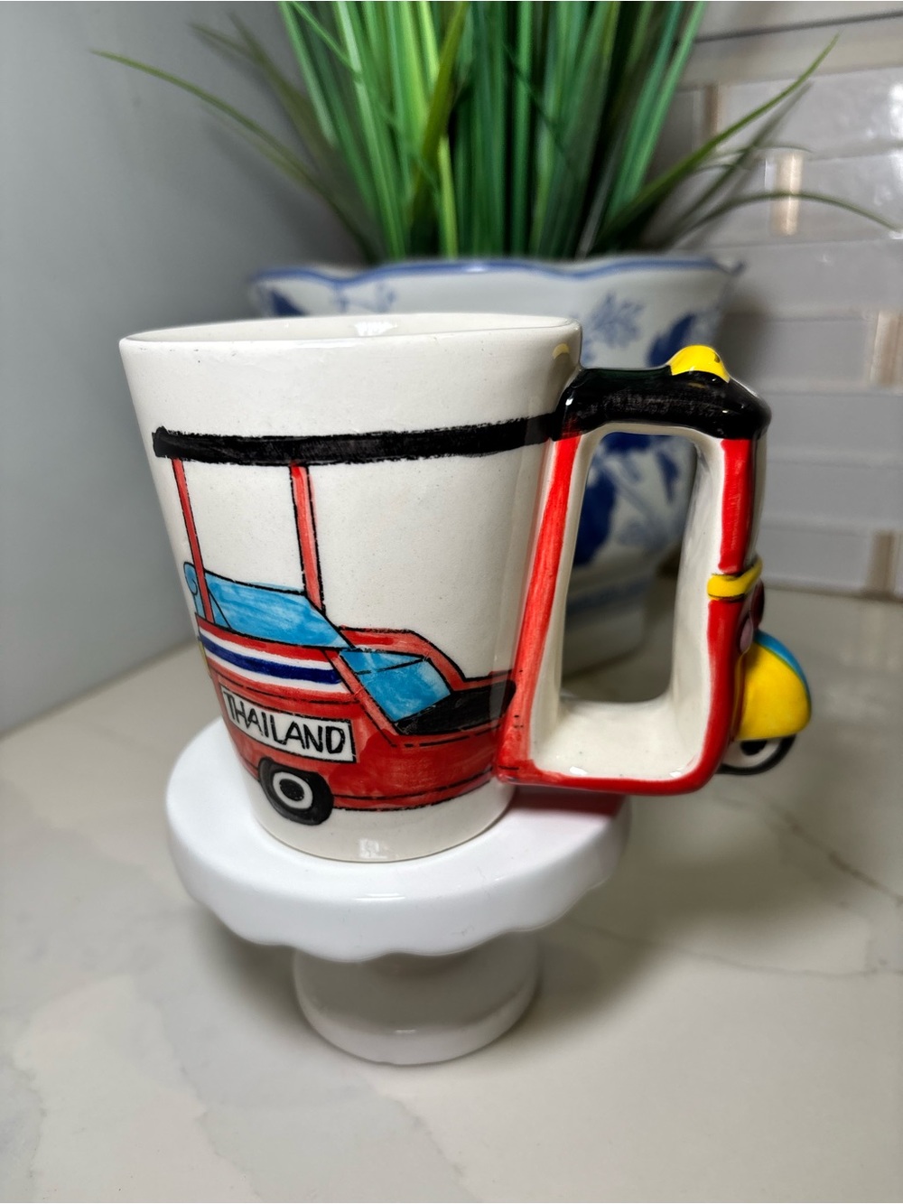 Thailand Tuk Tuk Ceramic Coffee Mug 3D Taxi Handle Souvenir Hand-Painted Bangkok